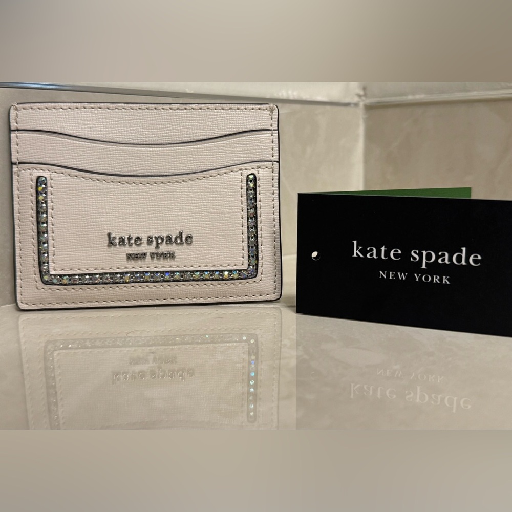 Kate Spade Leather Card Holder with Crystal Trim - Picture 6 of 6